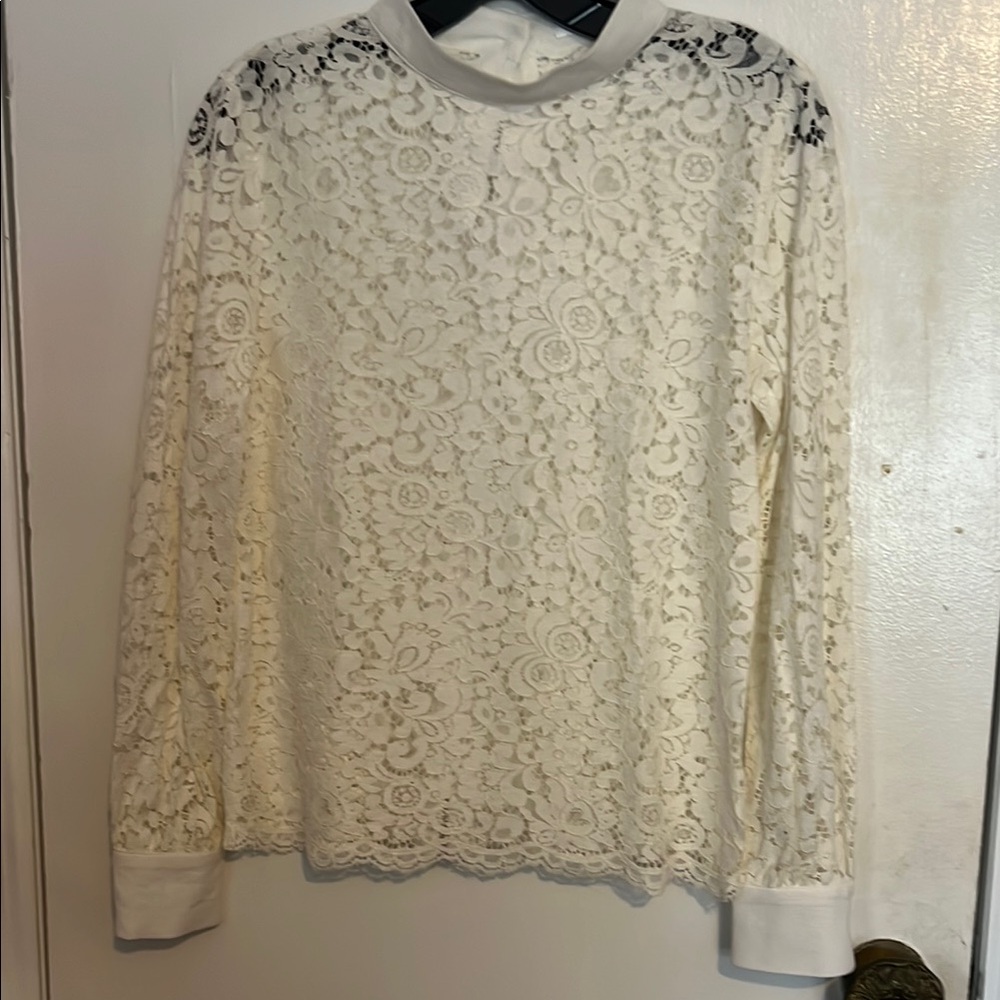 Cream Blouse with Elegant Lace Design